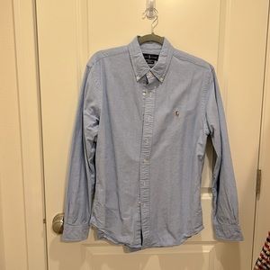 Ralph Lauren Slim Fit Stretch Oxford Light Blue Button Down Shirt Size L